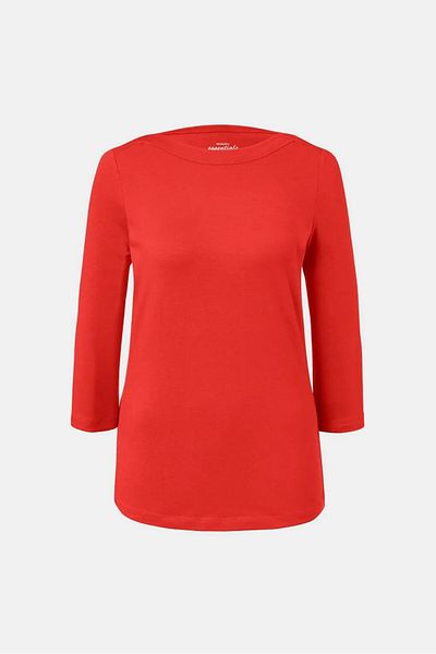 Tchibo Women Boat Neck Long Sleeves Plain Top, Dark Orange