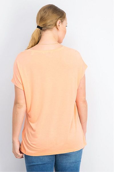 Tchibo Women Round Neckline Short Sleeve Plain Tops, Orange