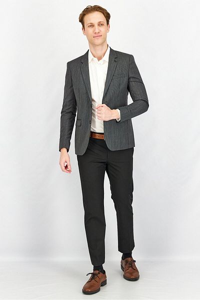 The Kooples Men Regular Fit Micro Stripe Formal Blazer, Black