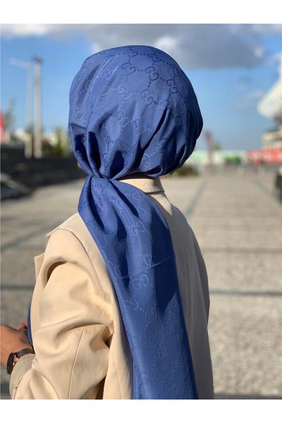 Baştacı BAŞTACI BUMBAC JACQUARD 005 BLU DENIM ŞAL