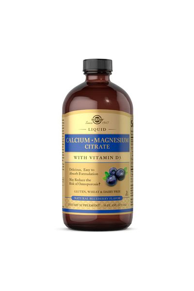 Solgar Liquid Calcium Magnesium Citrate With Vitamin D3, Blueberry, 473 Ml