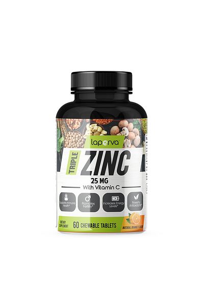 Laperva Triple Zinc with Vitamin C Chewable Tabs, Orange, 60 Chewable Tablets