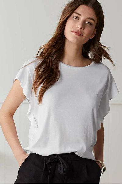 Tchibo Women Plain Short Sleeve Shirt, White