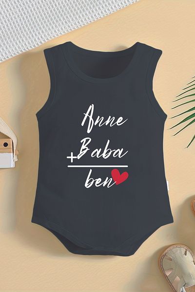 ADABEBEK Mom, Dad, Me Printed 100% Cotton Baby Bodysuit with Snap Fasteners 22013