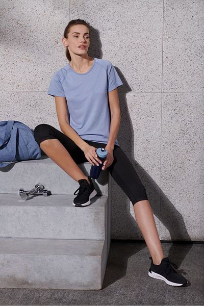 Tchibo Women Sportswear Fit Heather Seamless Top, Blue