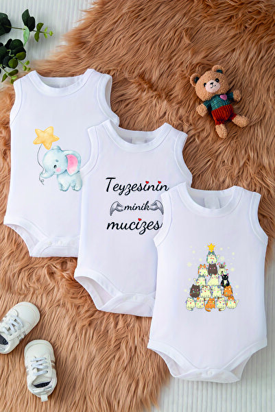 ADABEBEK 100% Cotton New Year's Aunt Concept Snap Printed Baby Body 10154-101...