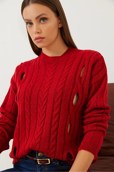 Bianco Lucci Geflochtener gemusterter Strickpullover für Damen