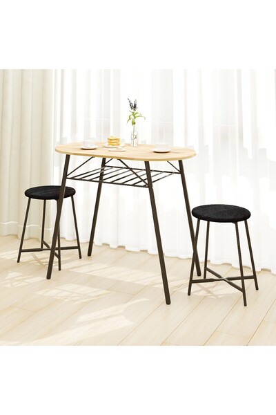 eportatif Mutfak Masası Oval Tabure Takımı Döşemeli Masa Sandalye Takımı Atla...
