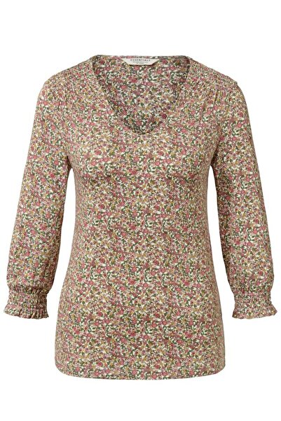 Tchibo Women Scoop Neck Long Sleeves Floral Print Top, Pink
