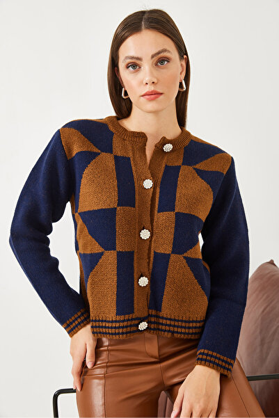 Bianco Lucci Women's Patterned Buttoned Knitwear Cardigan