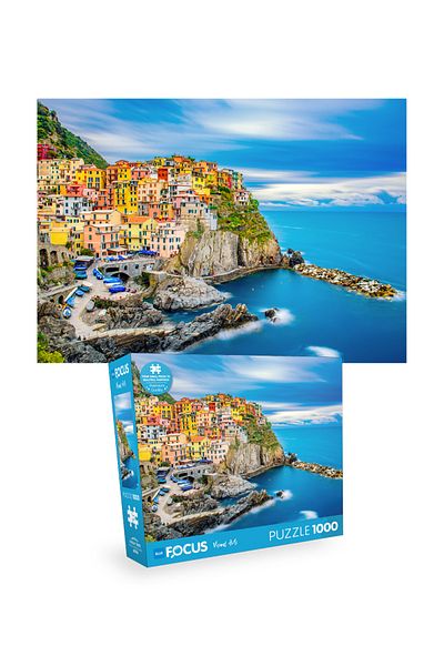 Blue Focus 2 Piece 1000 Piece Puzzle - Fire and Water and Cinque Terre