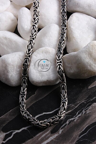 Omar Silver Zincir 925 Ayar 4 Mm Gümüş Erkek Kare Kral Kolye