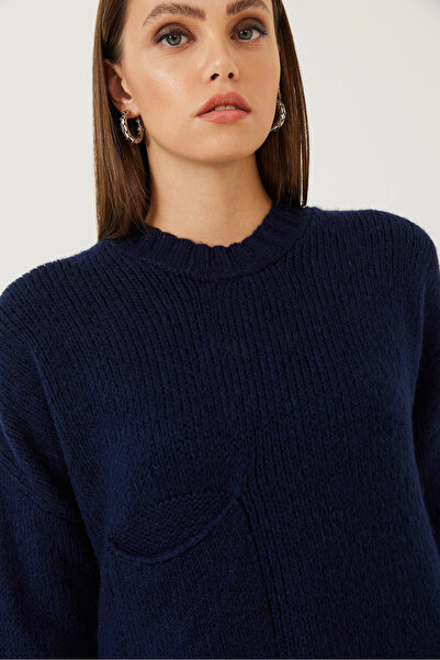 Bianco Lucci Női nagy zsebes mintás kötöttáru pulóver