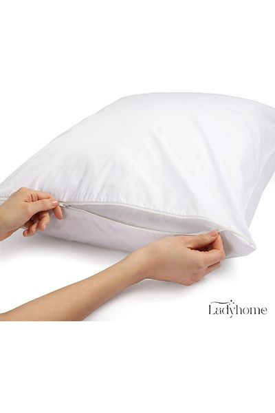 Lady Home Cotton Zippered Pillow Mat Mattress 50x70 White (2 LI)