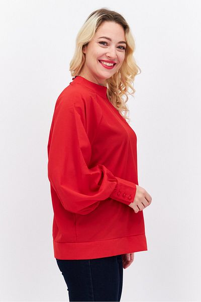 French Connection Women High Neck Long Sleeves Solid Blouse, Red