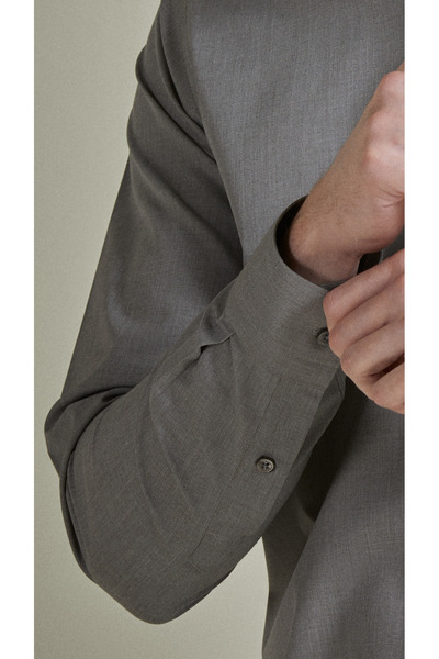 BENEZZO Slim Fit Uzun Kollu Antrasit Erkek Gömlek