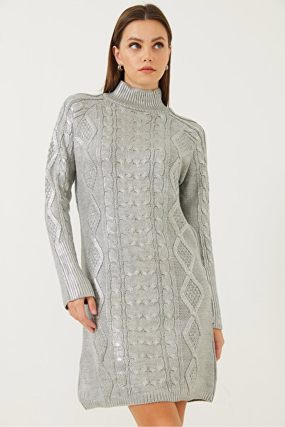 Bianco Lucci Dámské vzorované pletené šaty s rolákem