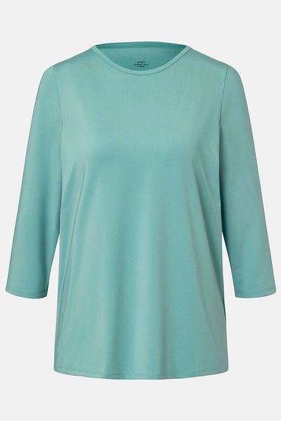 Tchibo Women Round Neck Three Quarter Sleeve Plain Top, Blue