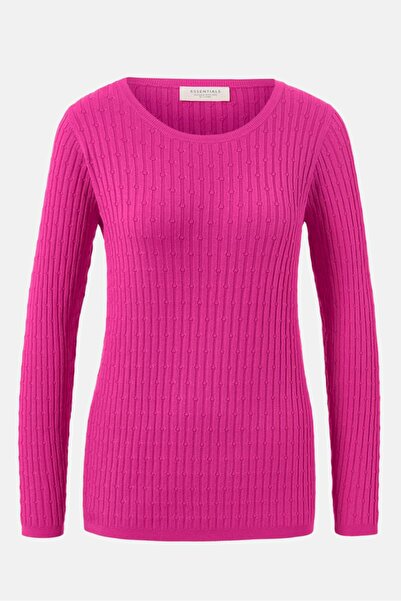 Tchibo Women Round Neck Long Sleeve Textured Blouse, Pink