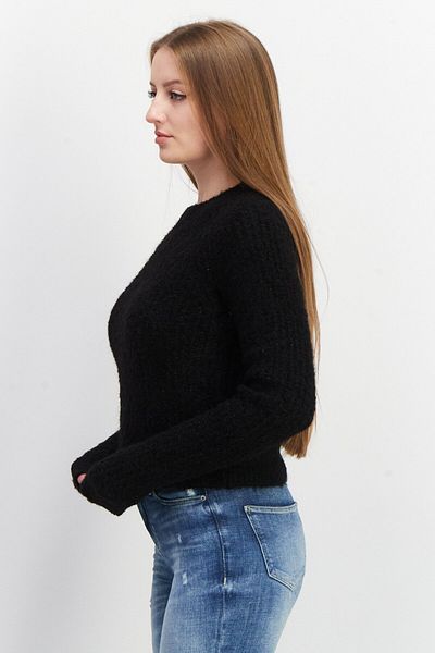 NA-KD Women Round Neck Knitted Sweater, Black