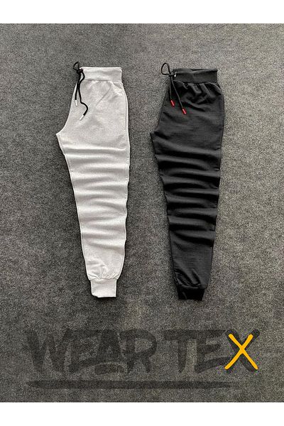 WEARTEX Double Jogger Sweatpants Black and Gray Rubber Leg Sweatpants