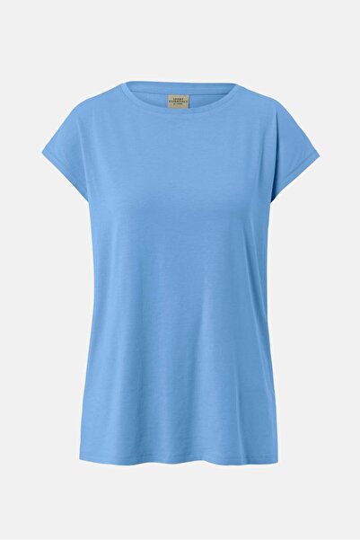 Tchibo Women Comfort Fit Short Sleeves Plain Sports Top, Blue
