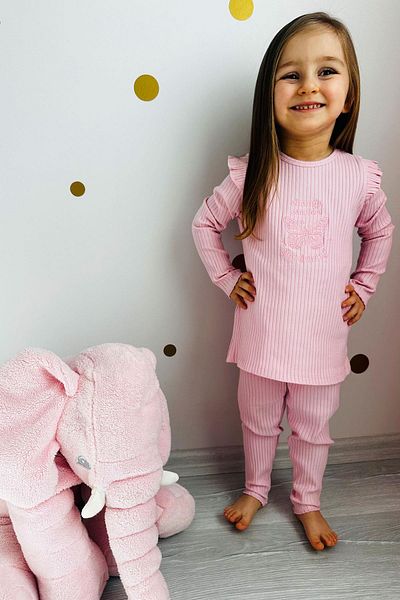 Breeze Girl's Tights Set Butterfly Embroidered Text Printed 2-6 Years, Pink