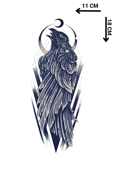 Barly 30 GÜN KALICI Karga Figürlü 12 Saat Sonra Kararan Geçici Dövme Tattoo