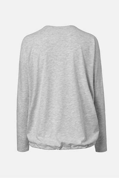 Tchibo Women Round Neck Long Sleeve Heather Top, Grey