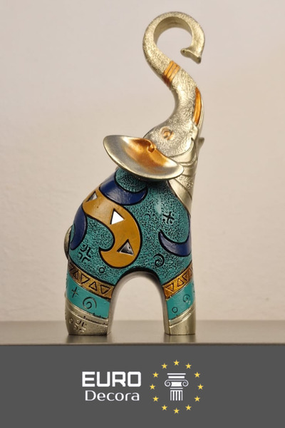 Euro Decora Dekoratif Romantik Fil Küçük Boy 21.5 Cm Hediyelik Eşya Obje Bibl...