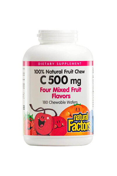 Natural Factors فيتامين سي 500 ملغ رقاقة قابلة للمضغ، فواكه مختلطة، 180 رقاقة...
