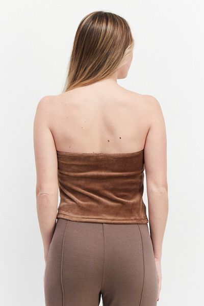 Misfit Women Straight Across Strapless Textured Tops, Brown