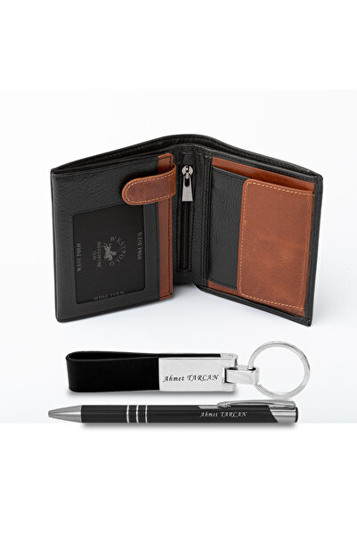 Westpolo West Polo Hakiki Deri  Erkek Cüzdan İsme Özel Kalem ve Anahtarlık Hediyeli