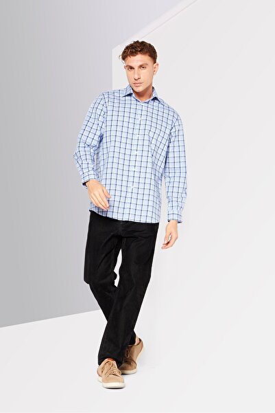 Michael Kors Men Regular Fit Checkered Long Sleeves Dress Shirt, Multicolor