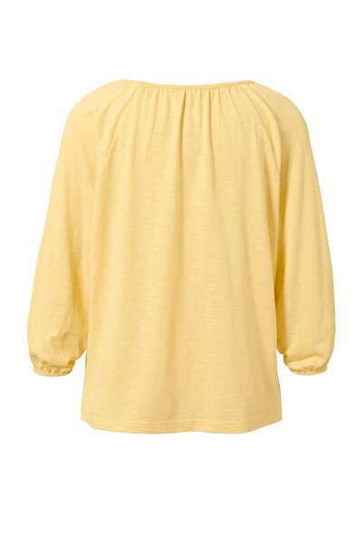 Tchibo Women Crew Neck 3/4 Sleeves Floral Print Blouse, Yellow