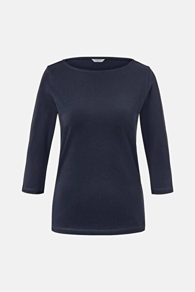 Tchibo Women Round Neck Long Sleeve Plain Tops, Navy