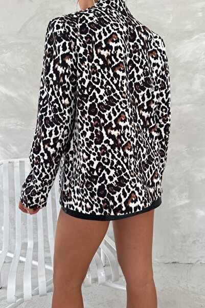 FEMELLE Kadın Leopar Desen Astarlı Blazer Ceket