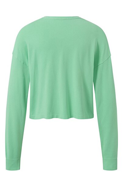 Tchibo Women Sportswear Fit Round Neck Long Sleeves Plain Top, Green
