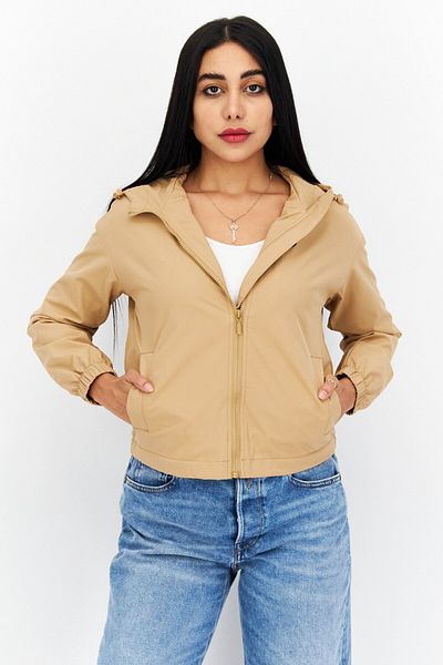 Lyle & Scott Women Hooded Embroidered Logo Jacket, Warm Tan