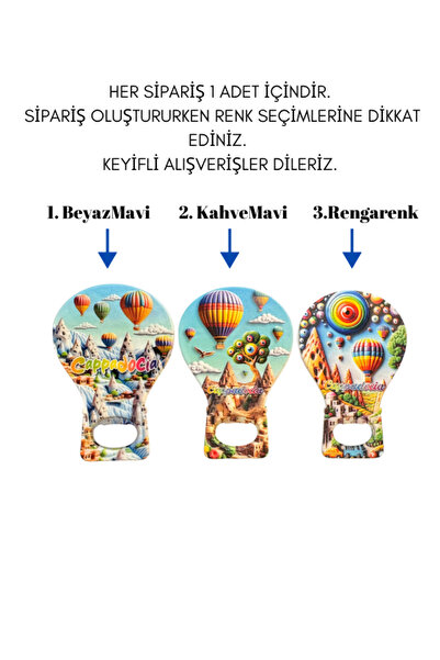 GRANDSTORE Kapadokya Balon Şekil Eşsiz Manzara Resimli Beyazmavi Şişe Kapak A...