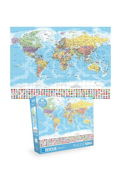 Blue Focus 2 Piece 1000 Piece Puzzle - Planets and Earth Map I