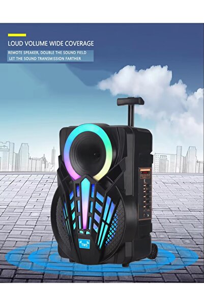 SIGHTZER 12 İNÇ KABLOSUZ MİKROFONLU BÜYÜK BOY TEKERLEKLİ HOPARLÖR BLUETOOTH SPEAKER