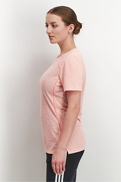 Tchibo Women Sportswear Fit Crew Neck Short Sleeve Textured Top, Pink