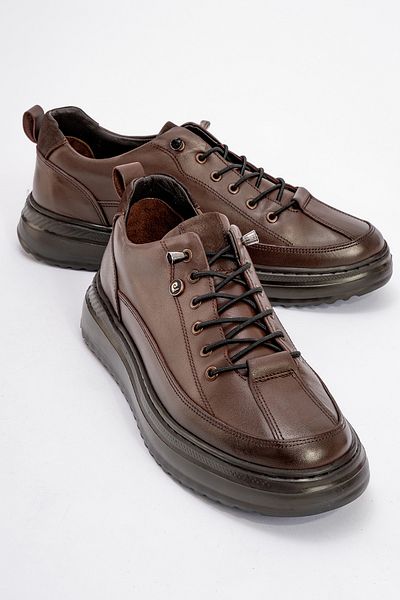 Pierre Cardin Pierre Cardin Ανδρικά παπούτσια με χοντρή σόλα Comfort Casual από πραγματικό δέρμα PC 90402 καφέ