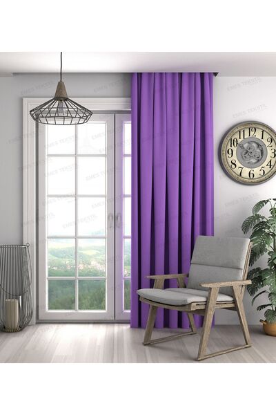 Perde Pendik ستارة خلفية باللون الأرجواني المخملي - مجمعة بدون طيات، جودة عال...