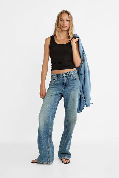 Stradivarius Ribbed racerback T-shirt