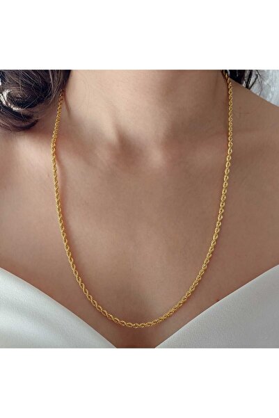 Altınbeyi ALTINBEYI 22 Ayar Altın Halat Burgu Zincir Kolye 60 Cm 10.59 Gr. (Kalınlık 3mm) ABY22ZC007