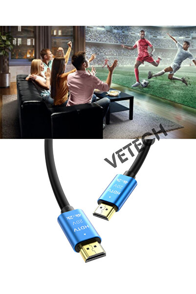 Vetech 4K HDMI Kablosu HDTV 2.0V 3mt. Oyuncu Bilgisayarı, Playstation, XBoX, Notebook İçin