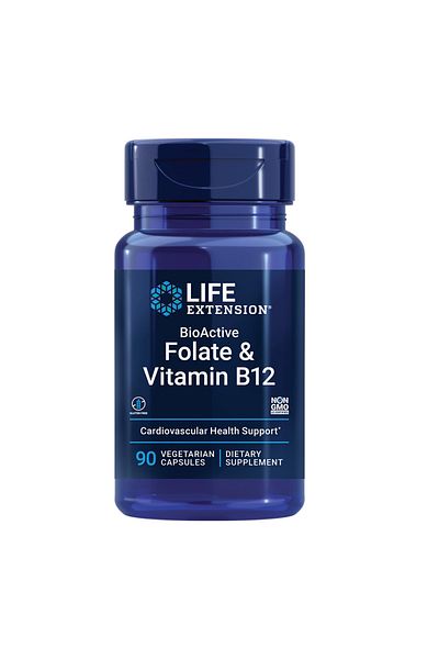 Life Extension BioActive Folate & Vitamin B12, 90 Veggie Capsules