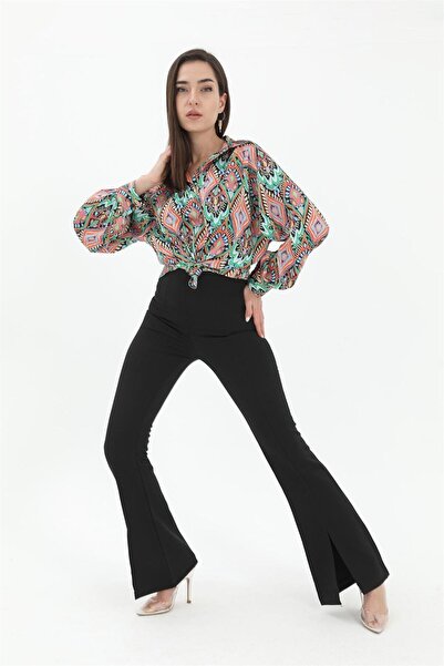 VAPUR Παντελόνι Άτλας με σκίσιμο πόδι - Μαύρο